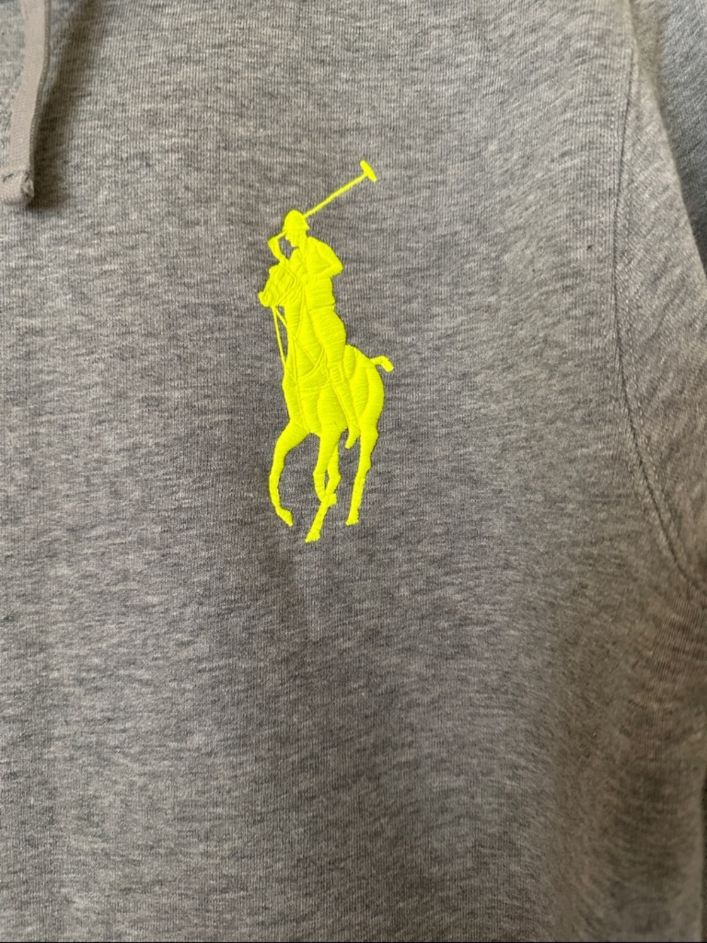 Polo Ralph Lauren Gray Hoodie with Neon Yellow Pony Logo - Picture 2 of 8